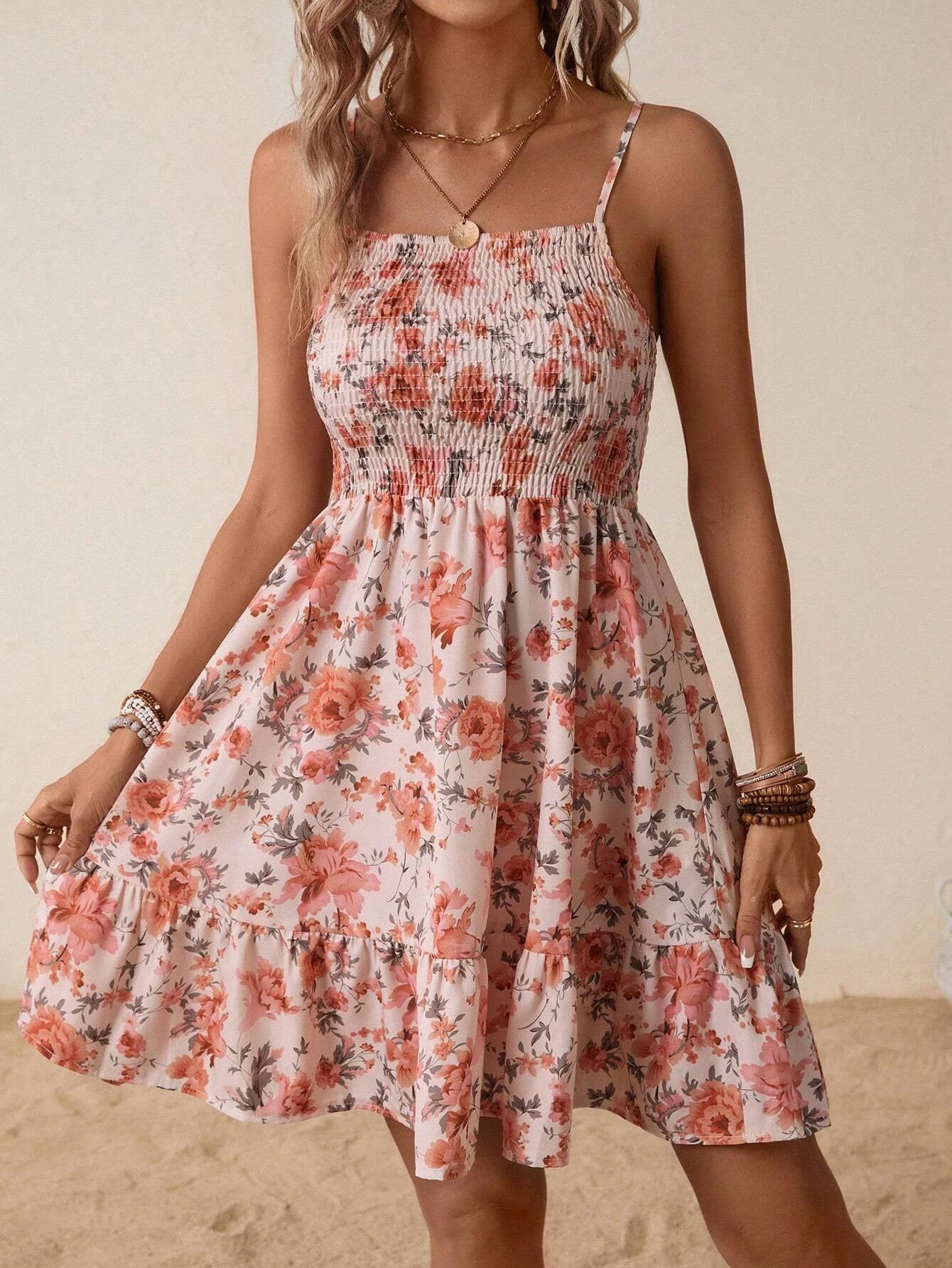 Luxencea™️ Floral Smocked Summer Dress