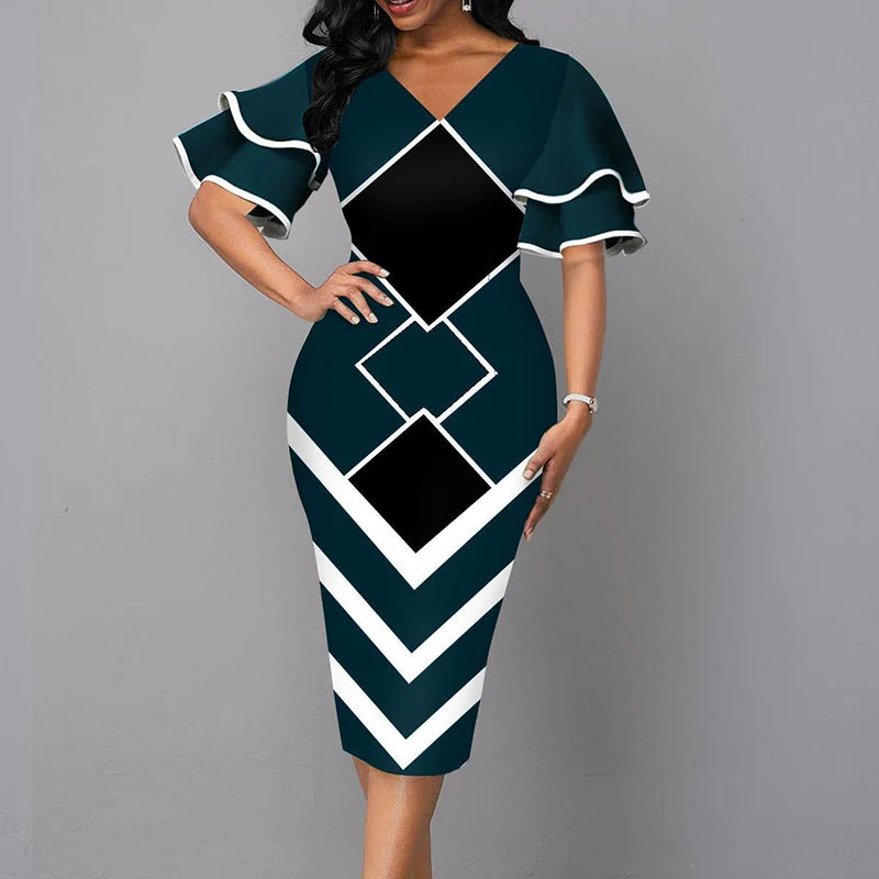 Luxencea™️ Modern Geometric Elegance Dress