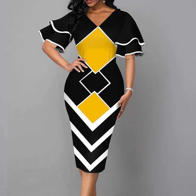 Luxencea™️ Modern Geometric Elegance Dress