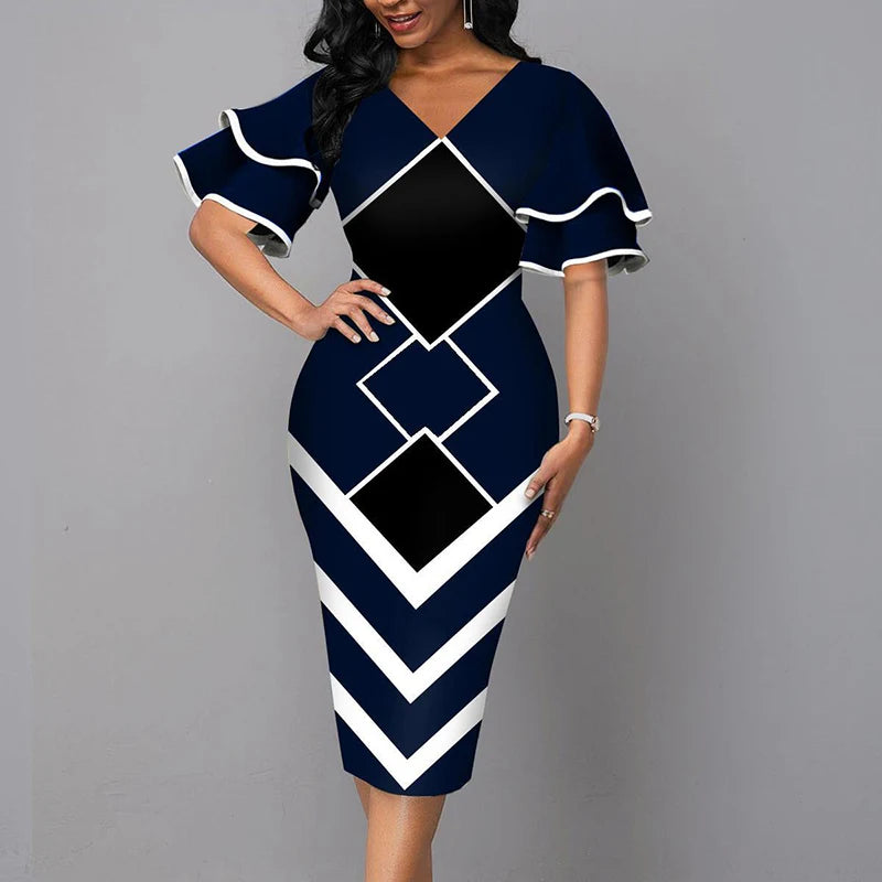 Luxencea™️ Modern Geometric Elegance Dress