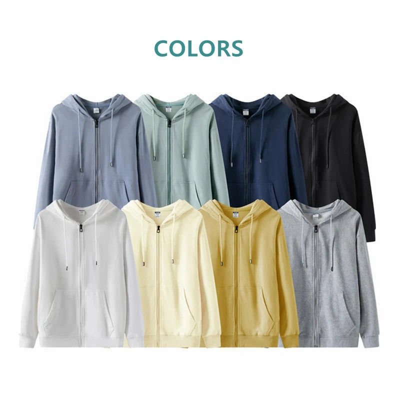 Luxencea™ Custom Oversized Zip-Up Cotton Hoodie