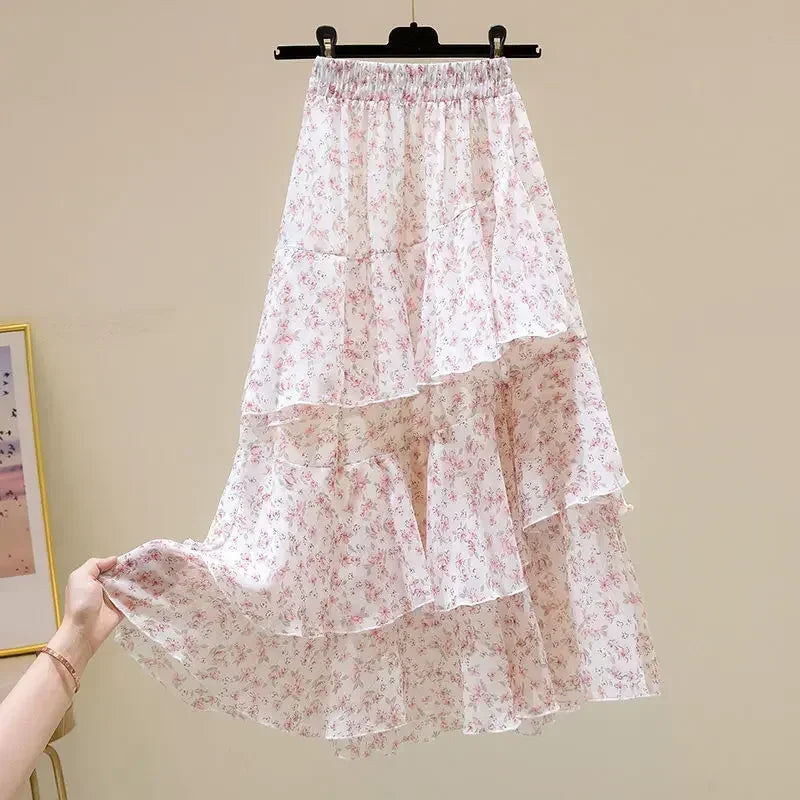 Luxencea™️ Floral Ruffle Soft Elegance Skirt