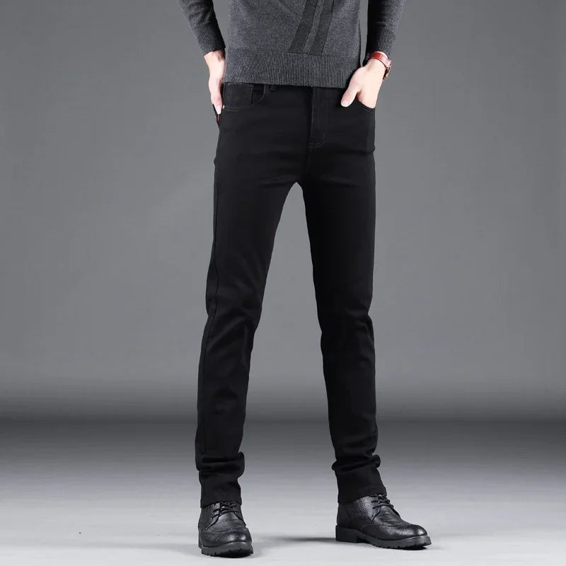 Luxencea™ Pure Black Slim Straight Jeans for Men