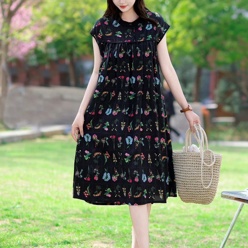 Luxencea™️ Boho Sleeveless Floral Loose Dress
