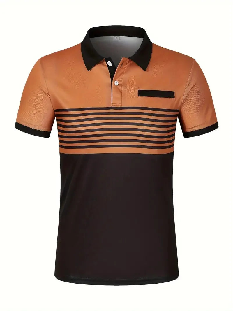 Luxencea™ 2024 Striped V-Neck Polo Shirt for Men