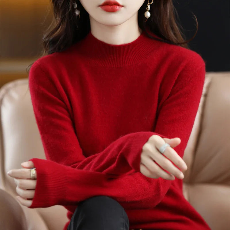 Luxencea™ Korean Half-High Collar Knit Sweater for Women