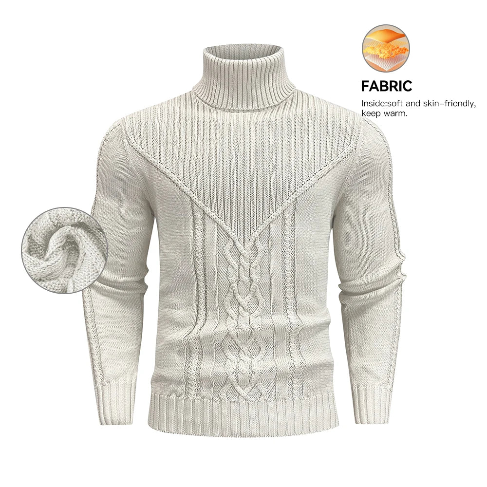Luxencea™ Men’s Chunky Cable Knit Crewneck Sweater