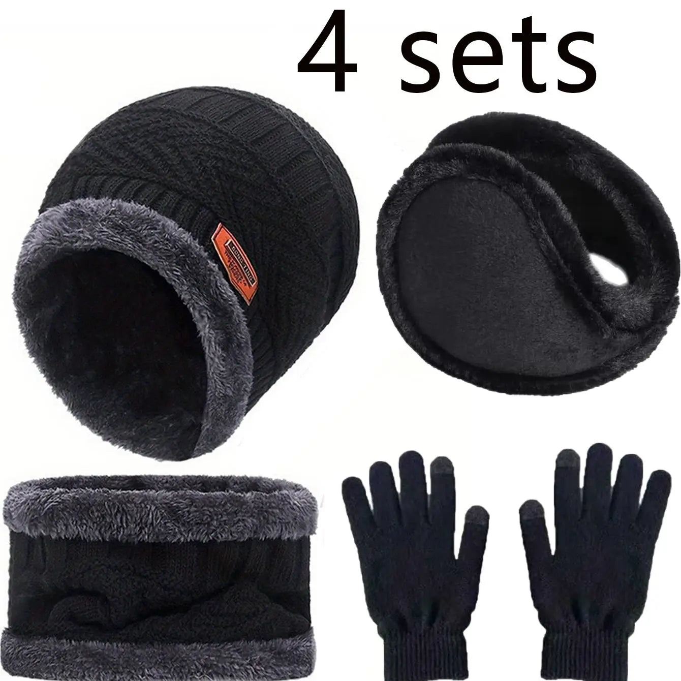 Luxencea™ Winter Velvet Hat & Scarf Set (4-Piece)
