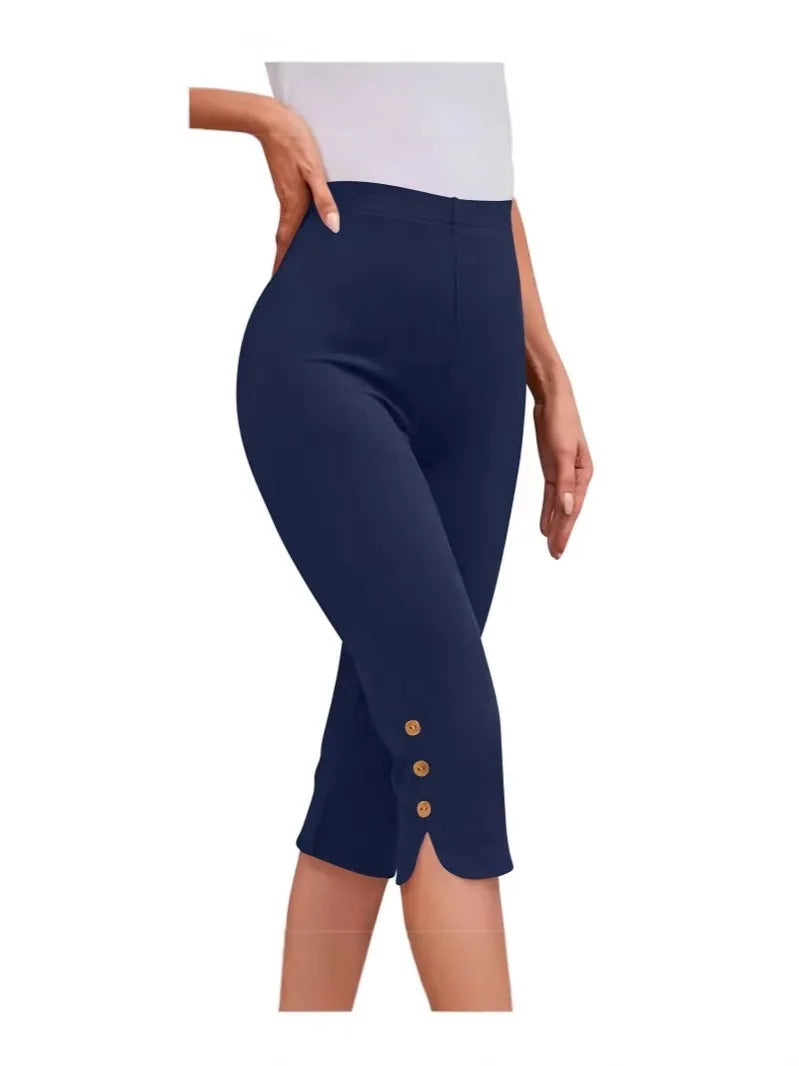 Luxencea™️ – Sculpting Capri Leggings with Button Detail