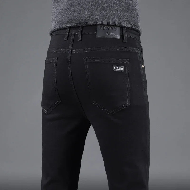 Luxencea™ Pure Black Slim Straight Jeans for Men