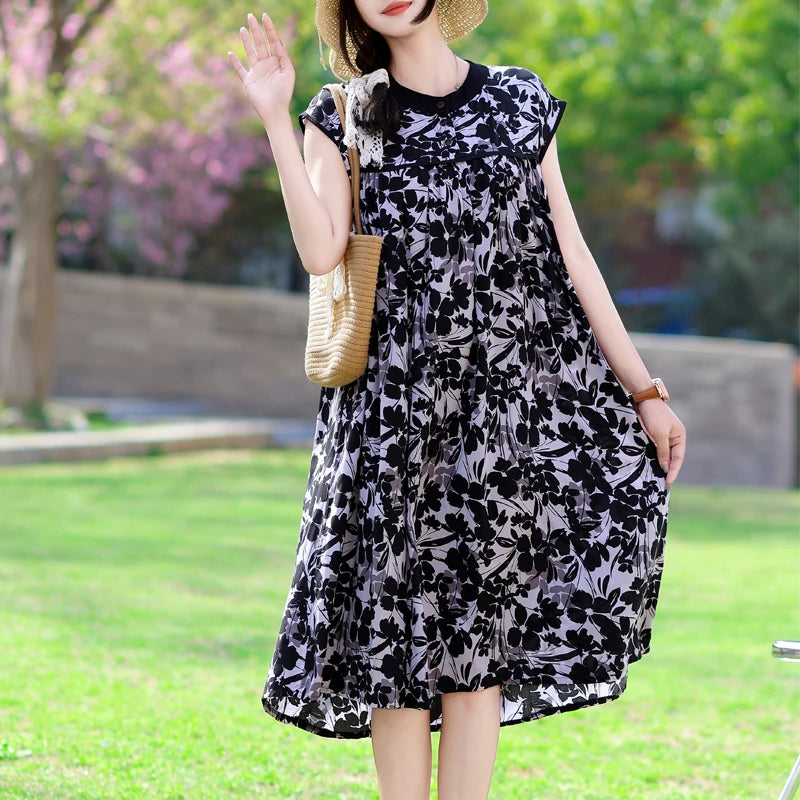 Luxencea™️ Boho Sleeveless Floral Loose Dress