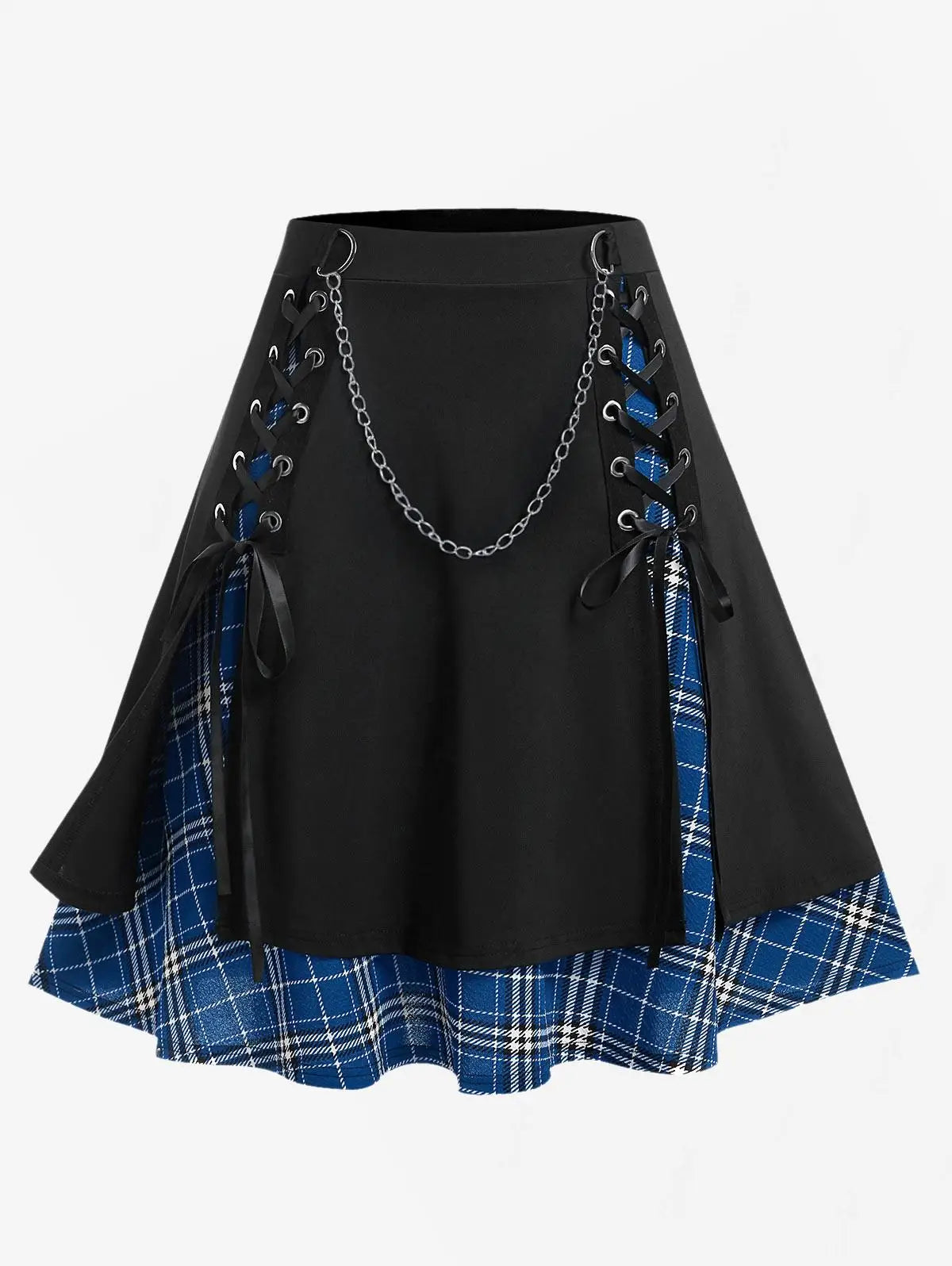 Luxencea™️ Gothic Chic Lace-Up Skirt with Chain