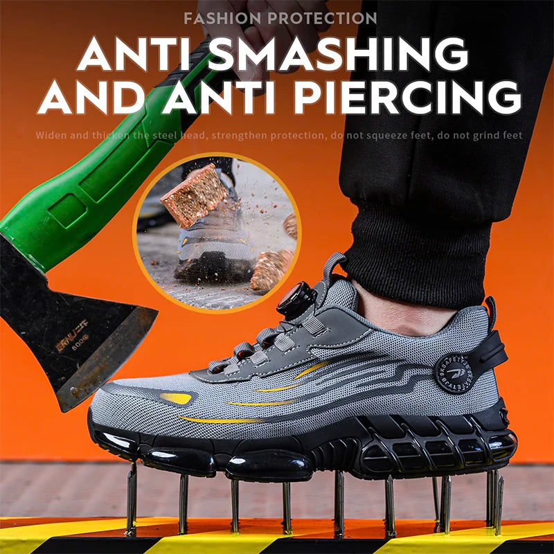 Luxencea™ Rotating‑Button Anti‑Puncture Work Shoes