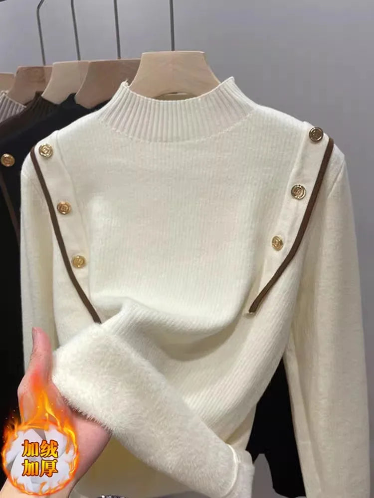 Luxencea™ – Ultra-Soft Winter Button Sweater