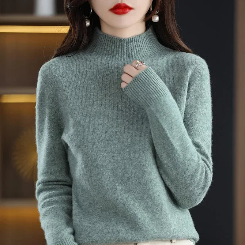 Luxencea™ Korean Half-High Collar Knit Sweater for Women
