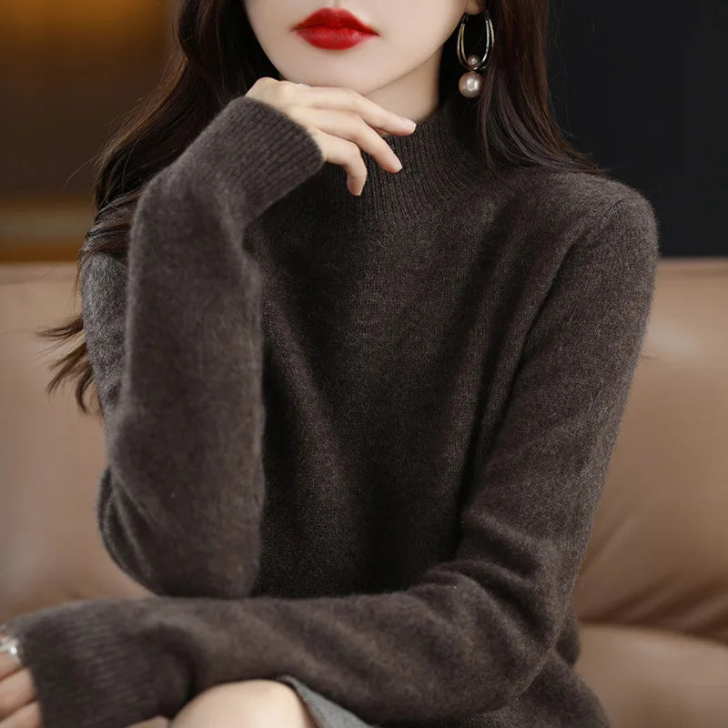 Luxencea™ Korean Half-High Collar Knit Sweater for Women