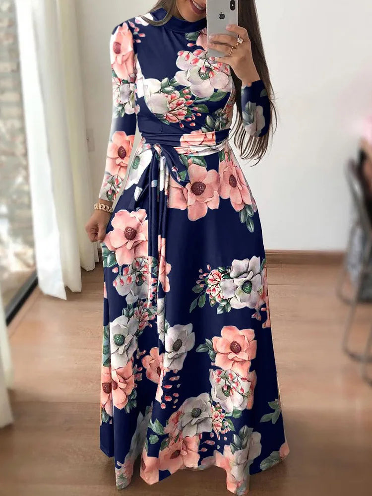 Luxencea™ Floral Print Slim Maxi Long Dress