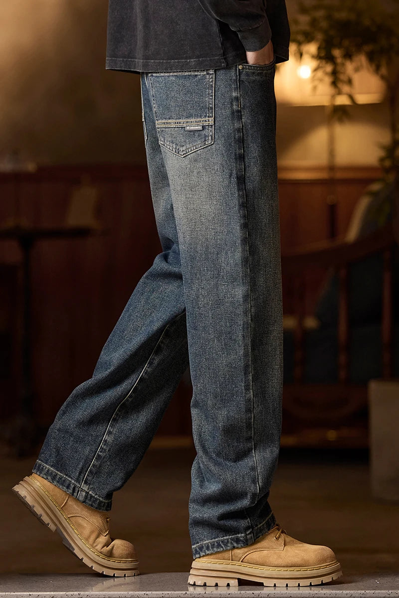 Luxencea™ Men’s Relaxed Elastic-Waist Blue Jeans