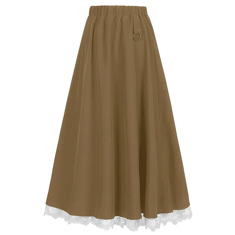 Luxencea™️ Asymmetrical Draped Skirt with Lace Layer