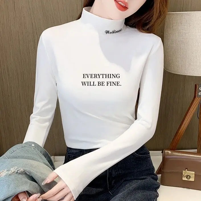 Luxencea™ Velvet-Lined Printed Half-High Neck Turtleneck for Women