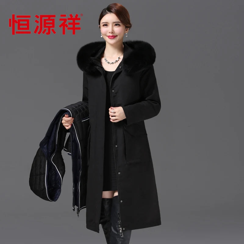 Luxencea™ Detachable Fur Collar Long Down Parka