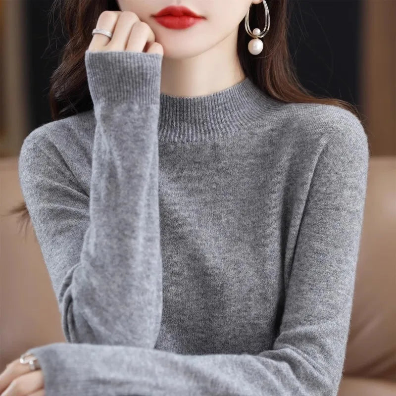 Luxencea™ Korean Half-High Collar Knit Sweater for Women