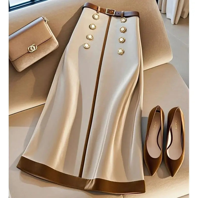 Luxencea™ Elegant High-Waist Patchwork Beaded Skirt for Women