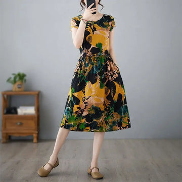 Luxencea™️ Printed Midi Dress Casual Elegance