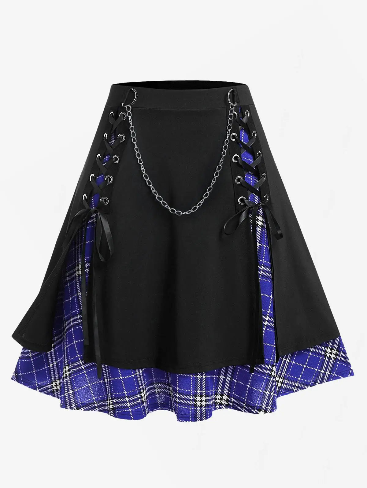 Luxencea™️ Gothic Chic Lace-Up Skirt with Chain