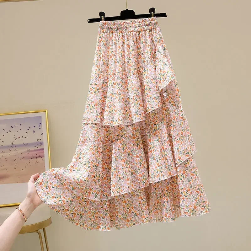 Luxencea™️ Floral Ruffle Soft Elegance Skirt