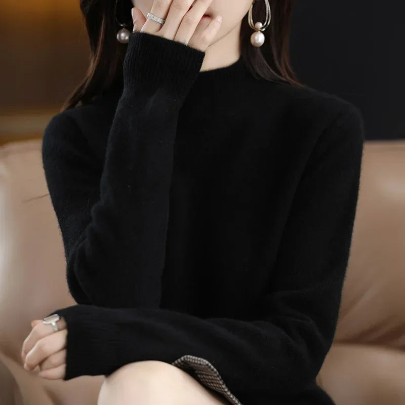 Luxencea™ Korean Half-High Collar Knit Sweater for Women