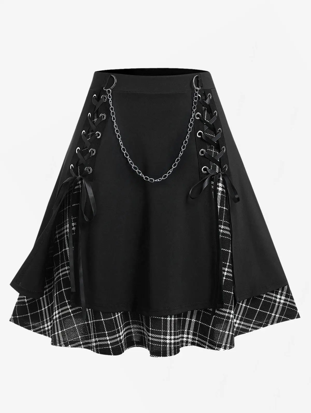 Luxencea™️ Gothic Chic Lace-Up Skirt with Chain