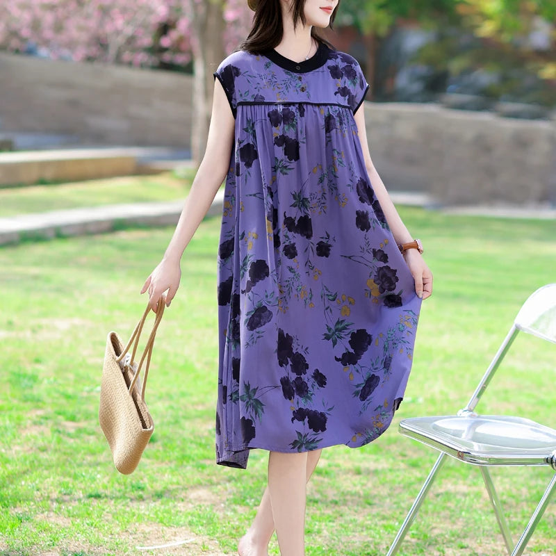 Luxencea™️ Boho Sleeveless Floral Loose Dress