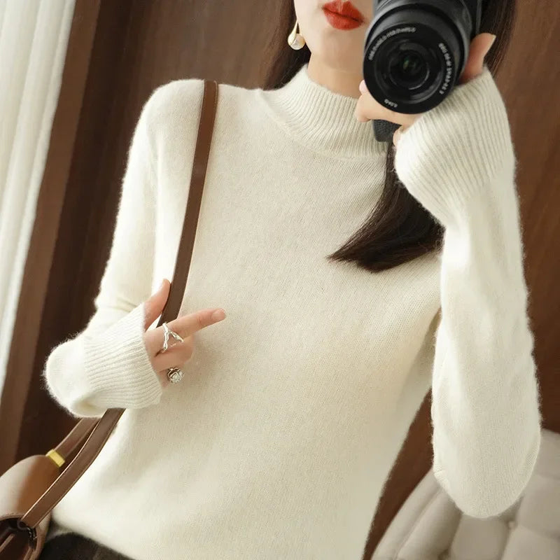Luxencea™ Korean Half-High Collar Knit Sweater for Women