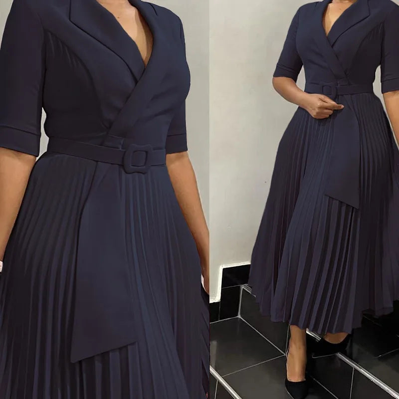 Luxencea™ Elegant Pleated Office Dress for Women