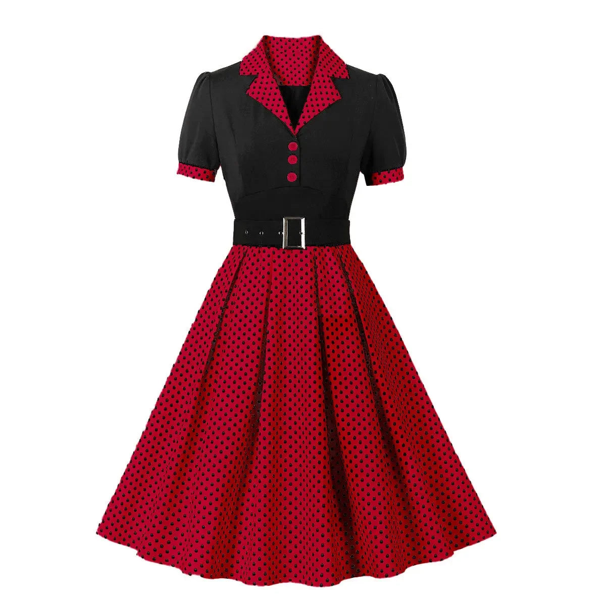 Luxencea™️ Vintage Polka Dot Dress – Chic &amp; Elegant