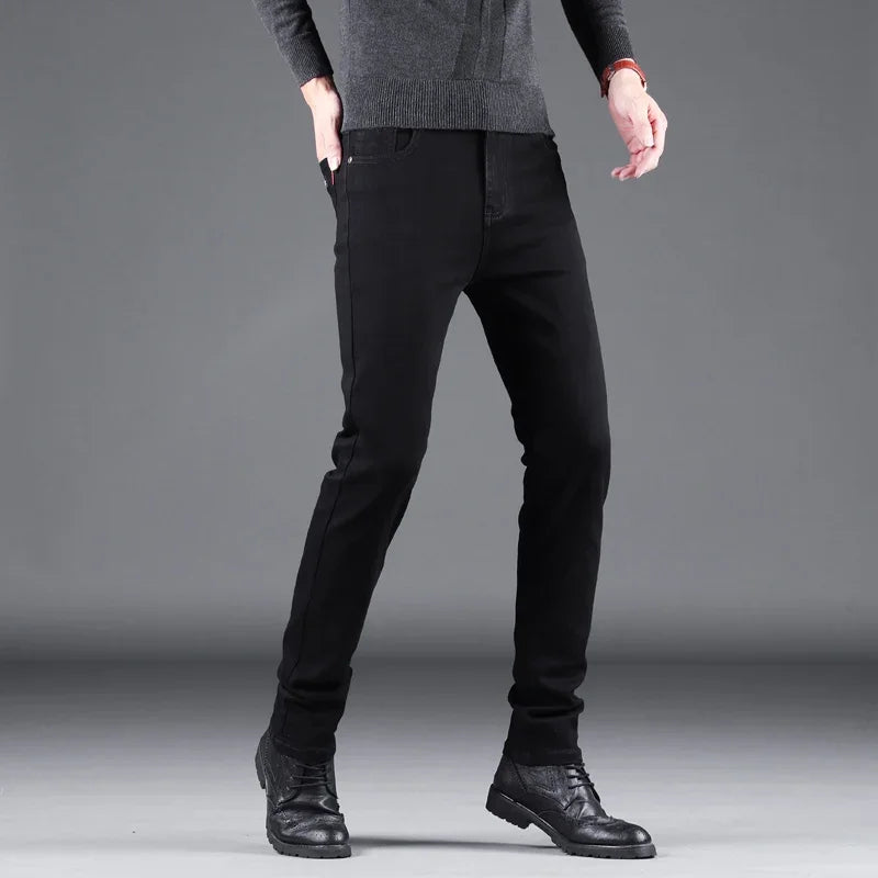 Luxencea™ Pure Black Slim Straight Jeans for Men