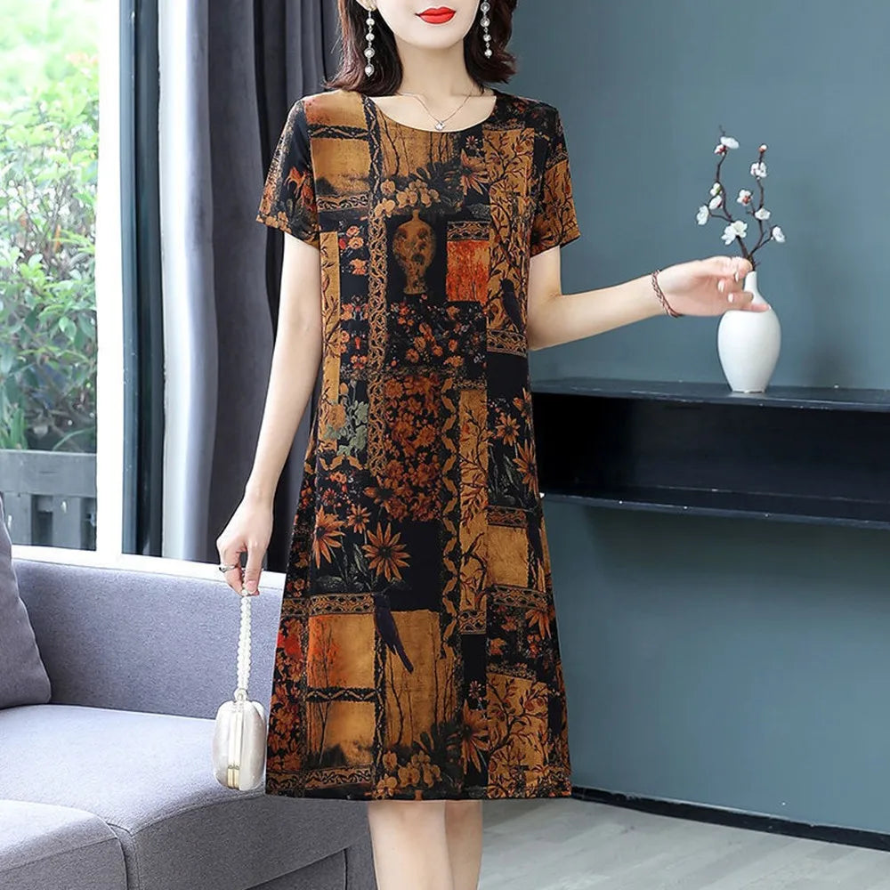 Luxencea™️ Elegant Vintage Artistic Print Dress