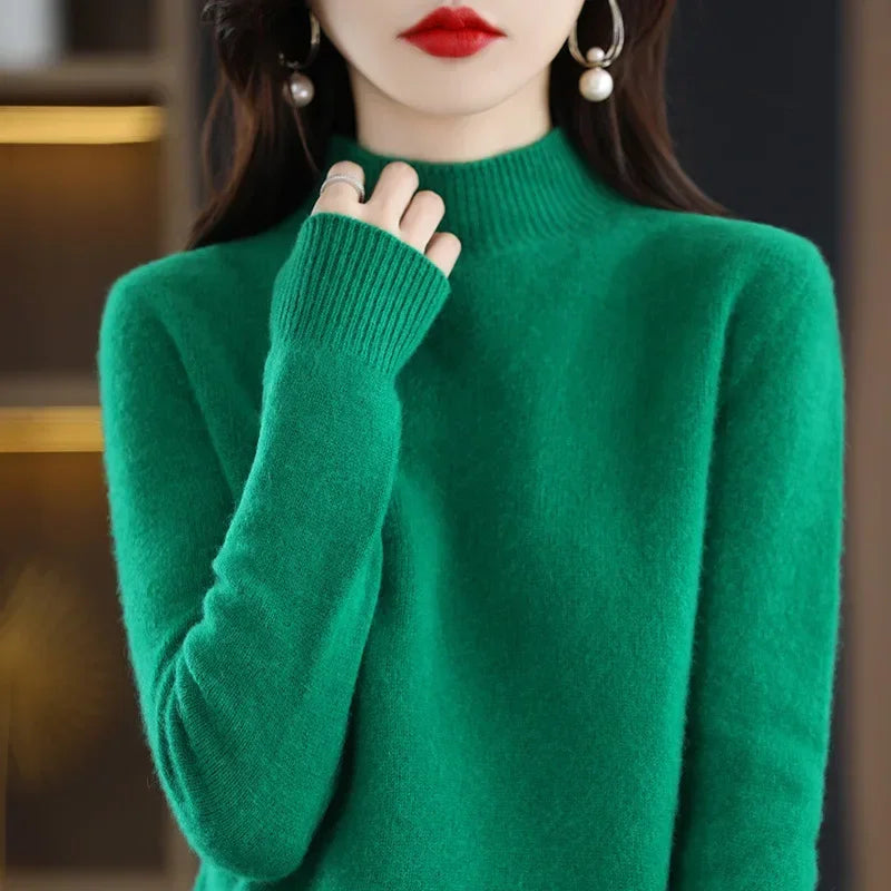 Luxencea™ Korean Half-High Collar Knit Sweater for Women
