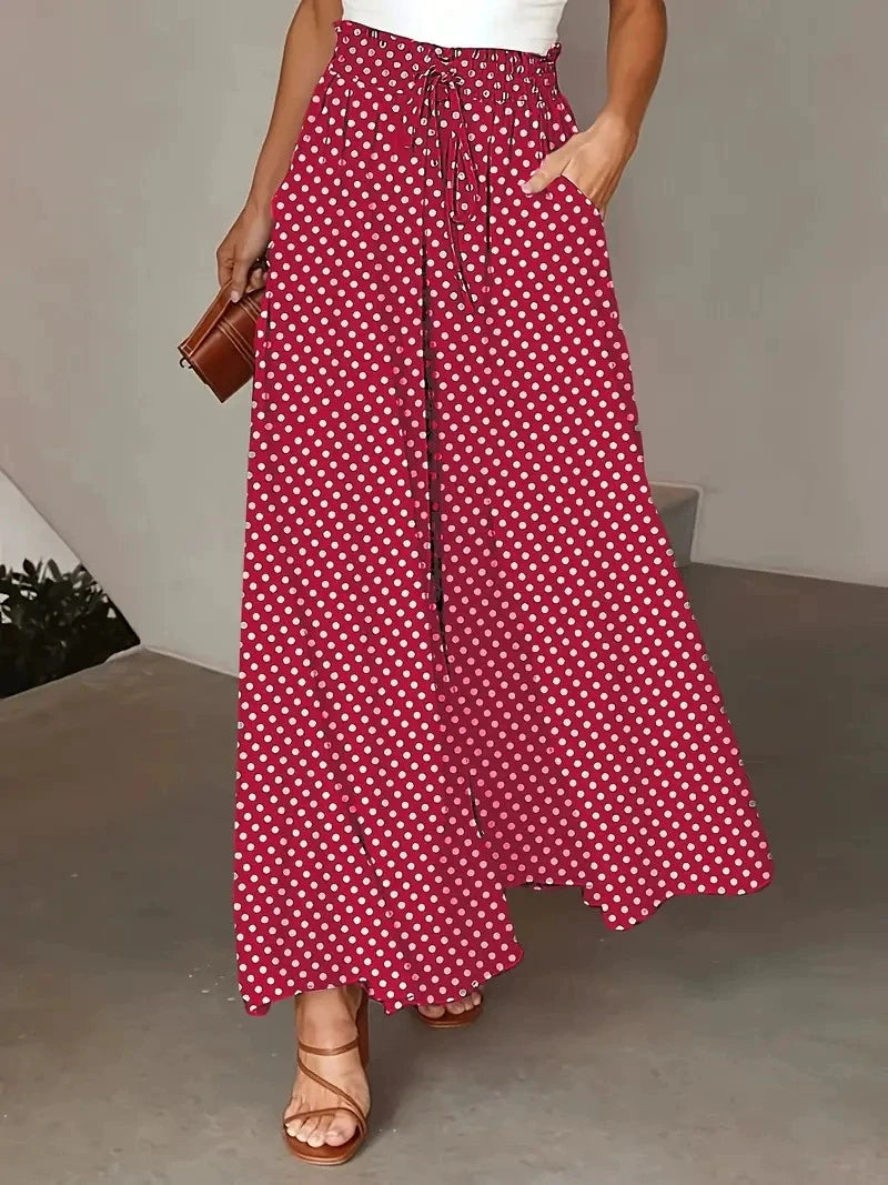 Luxencea™️ Elegant Flowy Polka Dot Maxi Skirt