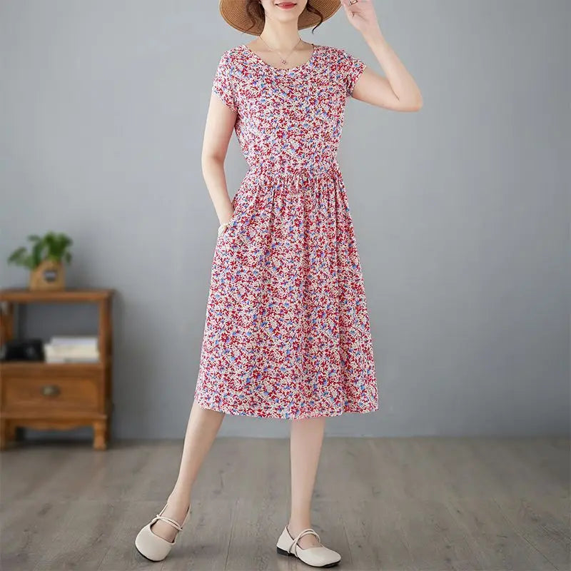 Luxencea™️ Printed Midi Dress Casual Elegance