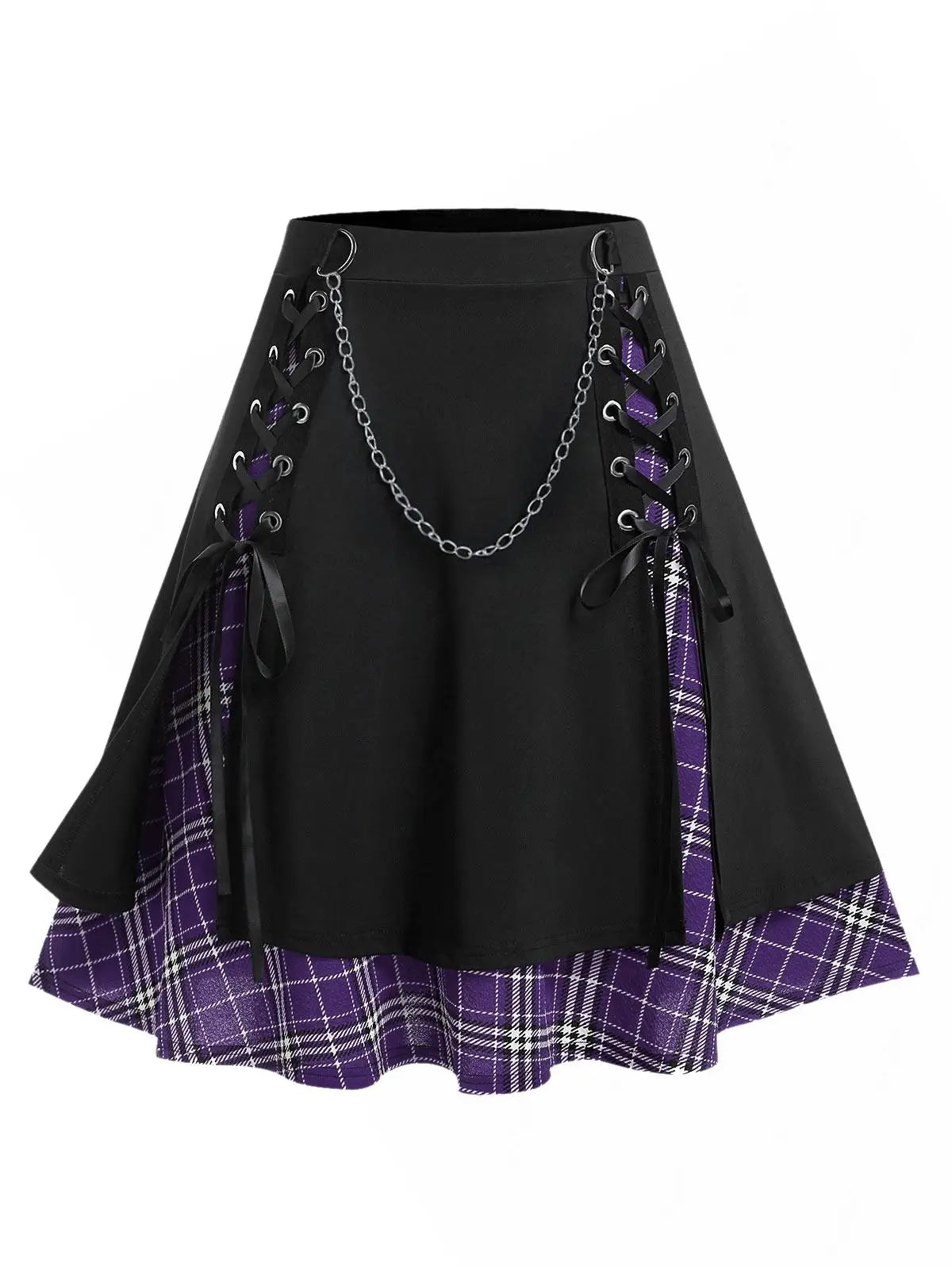 Luxencea™️ Gothic Chic Lace-Up Skirt with Chain
