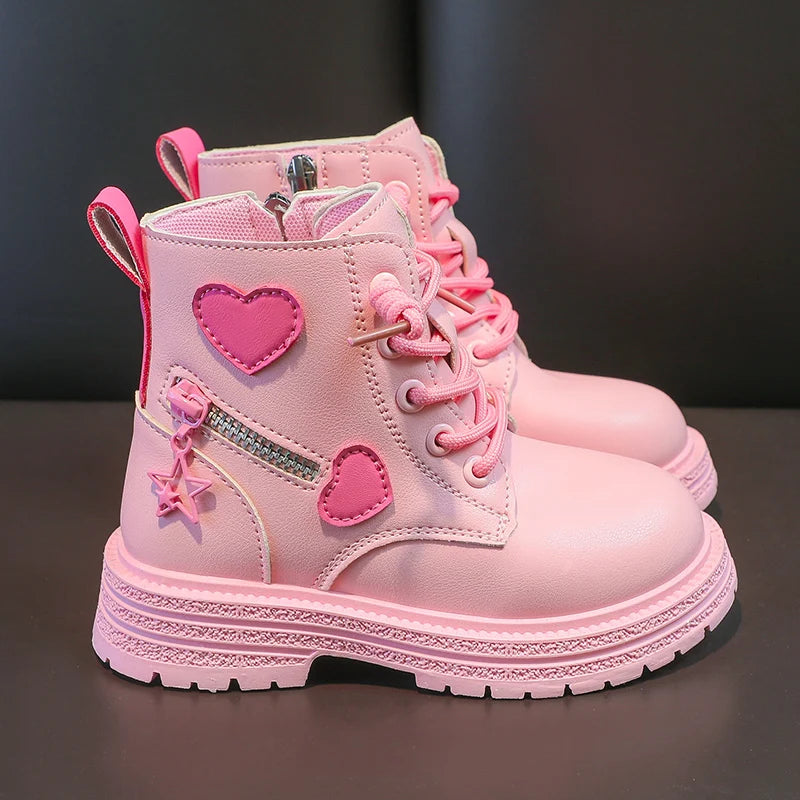 Luxencea™ Girls Pink Winter Fashion Boots