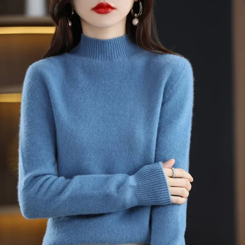 Luxencea™ Korean Half-High Collar Knit Sweater for Women