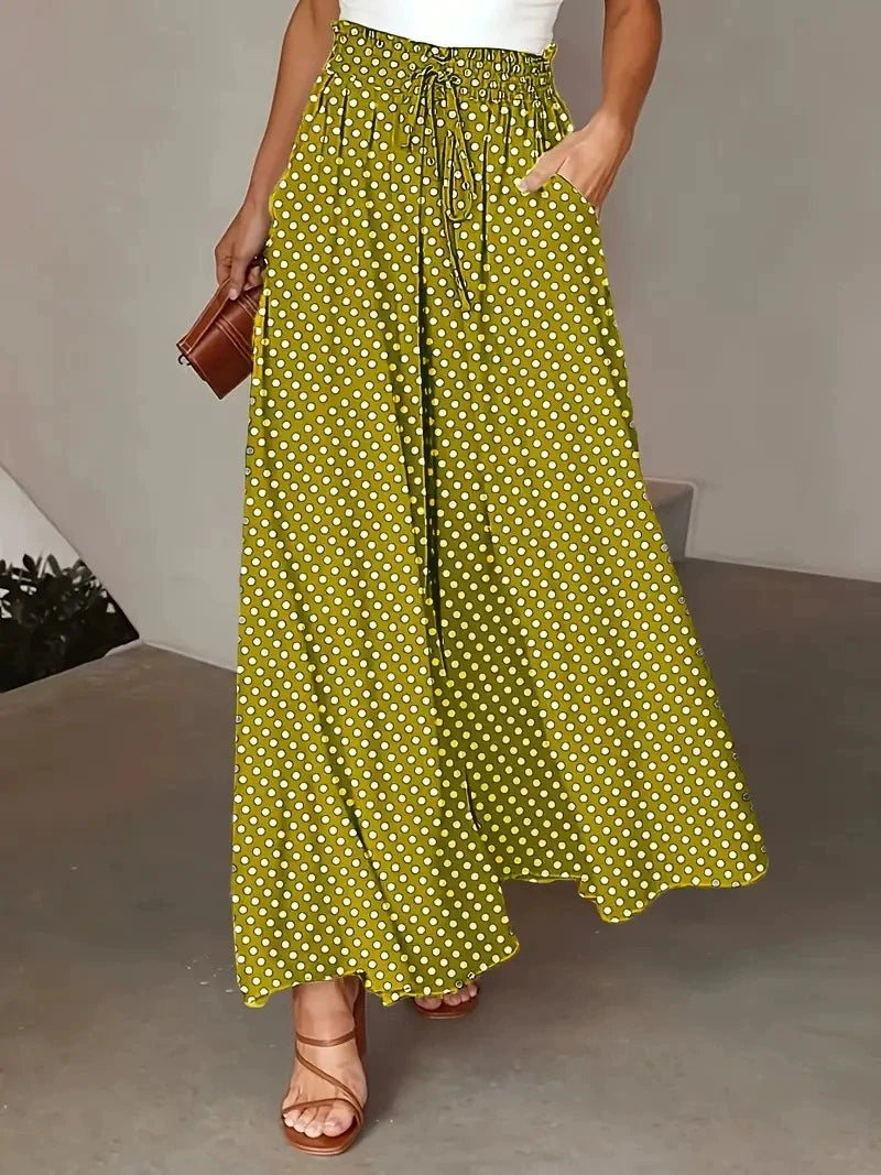 Luxencea™️ Elegant Flowy Polka Dot Maxi Skirt