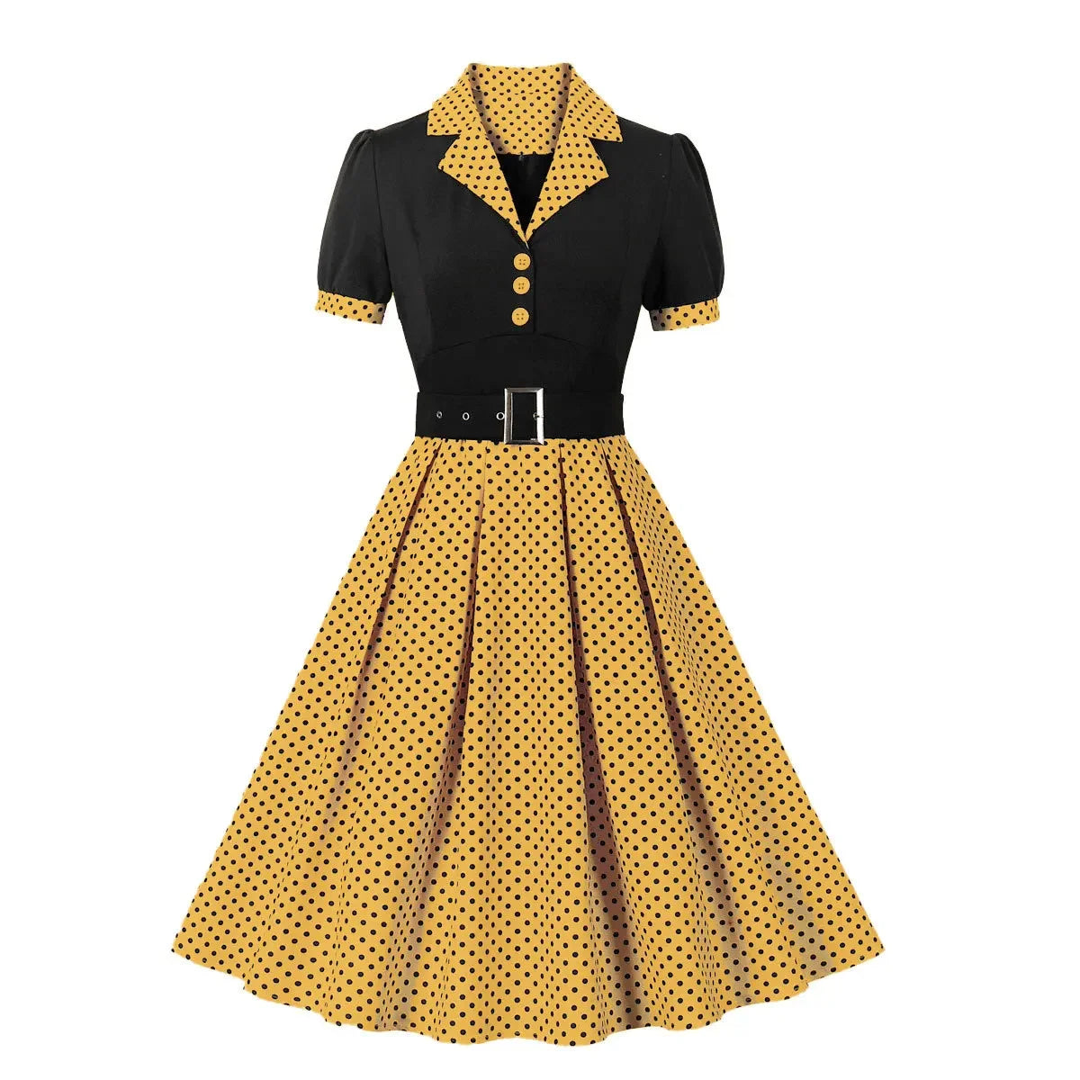 Luxencea™️ Vintage Polka Dot Dress – Chic &amp; Elegant