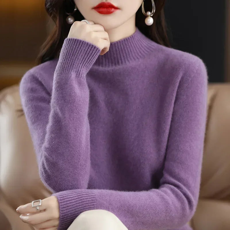 Luxencea™ Korean Half-High Collar Knit Sweater for Women