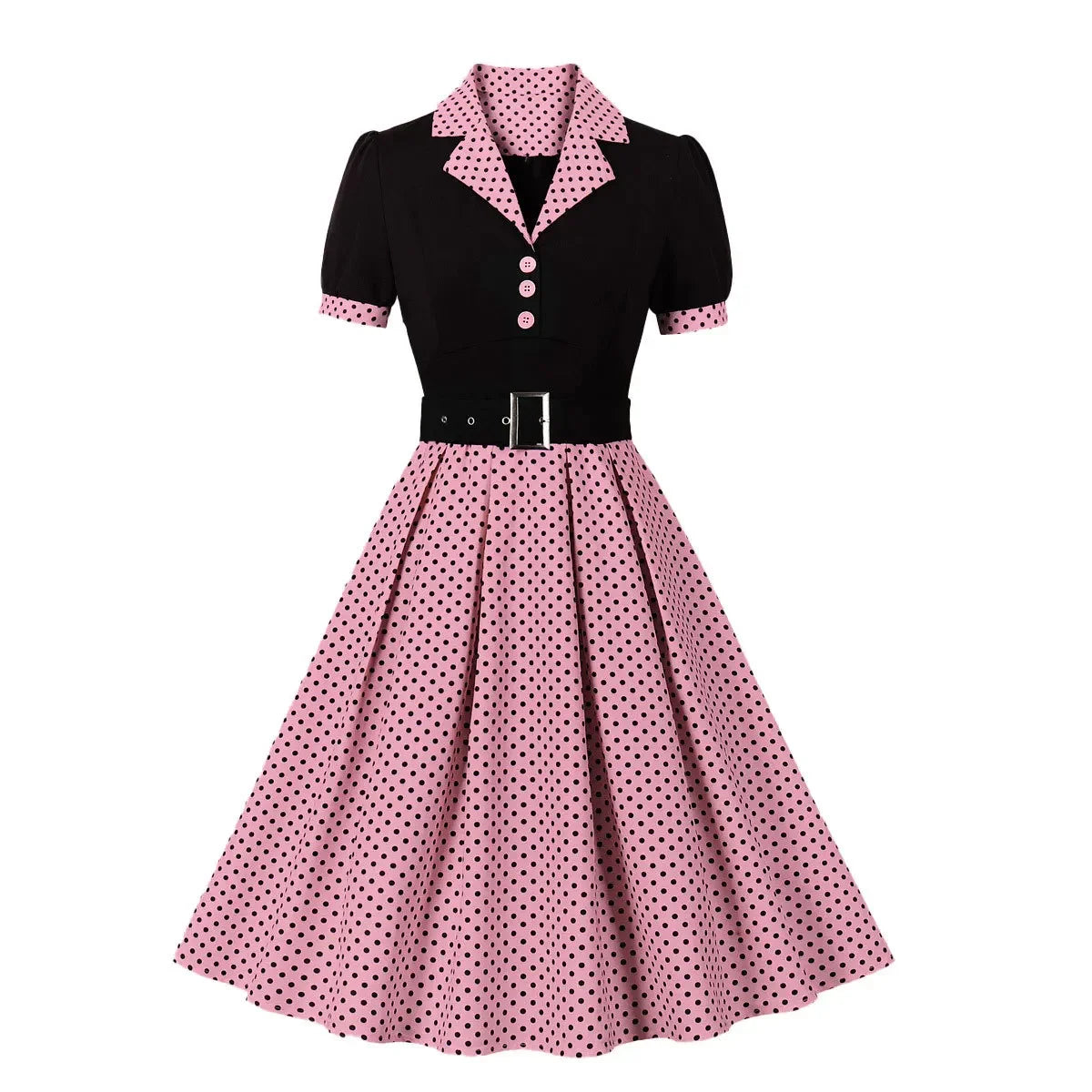 Luxencea™️ Vintage Polka Dot Dress – Chic &amp; Elegant