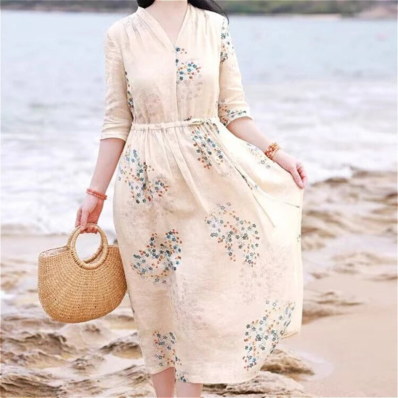 Title: Luxencea™️ Elegant Floral Boho Dress