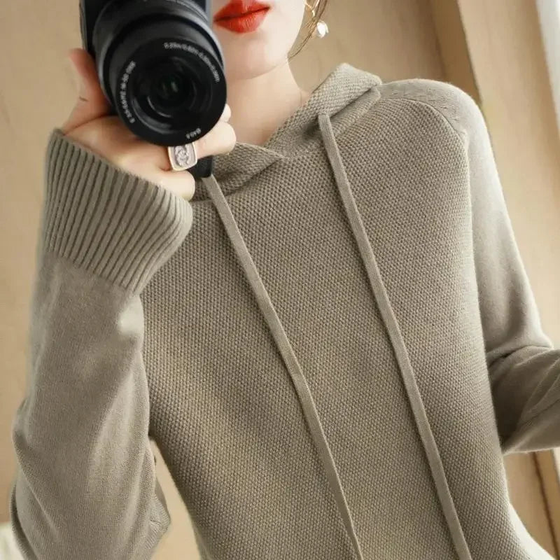 Luxencea™ Women’s Knit Hooded Pullover Sweater